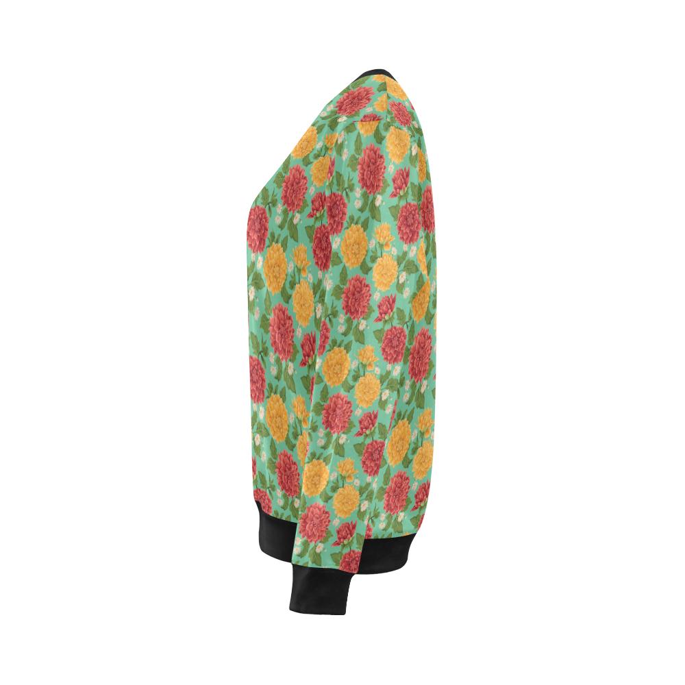 Dahlia Pattern Print Design DH011 Women Long Sleeve Sweatshirt-JorJune
