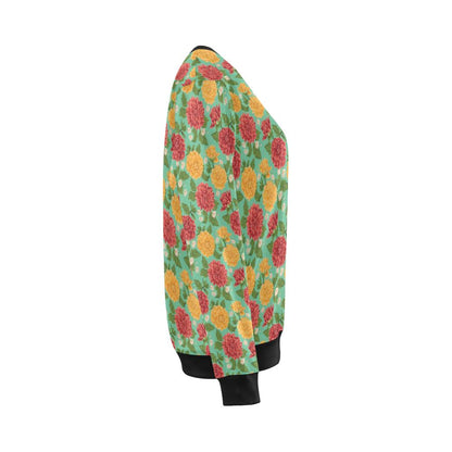 Dahlia Pattern Print Design DH011 Women Long Sleeve Sweatshirt-JorJune