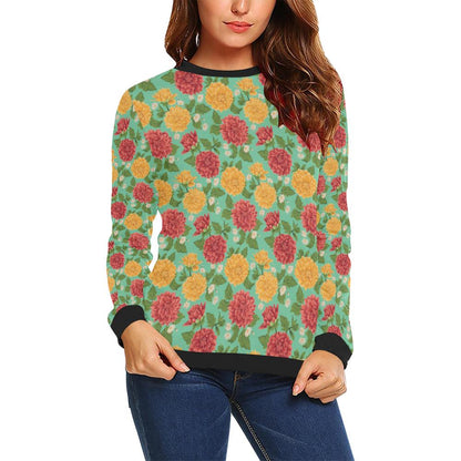 Dahlia Pattern Print Design DH011 Women Long Sleeve Sweatshirt-JorJune