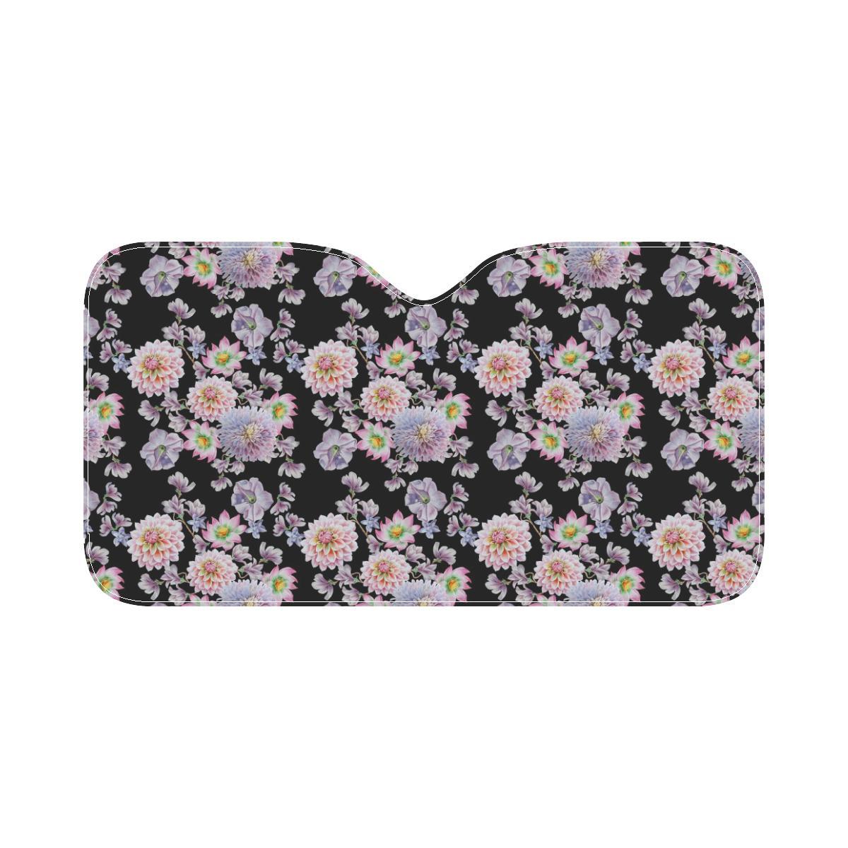 Dahlia Pattern Print Design DH012 Car Sun Shade-JorJune