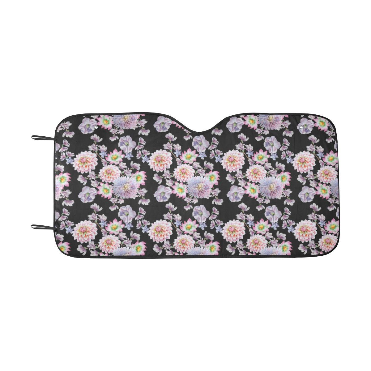Dahlia Pattern Print Design DH012 Car Sun Shade-JorJune
