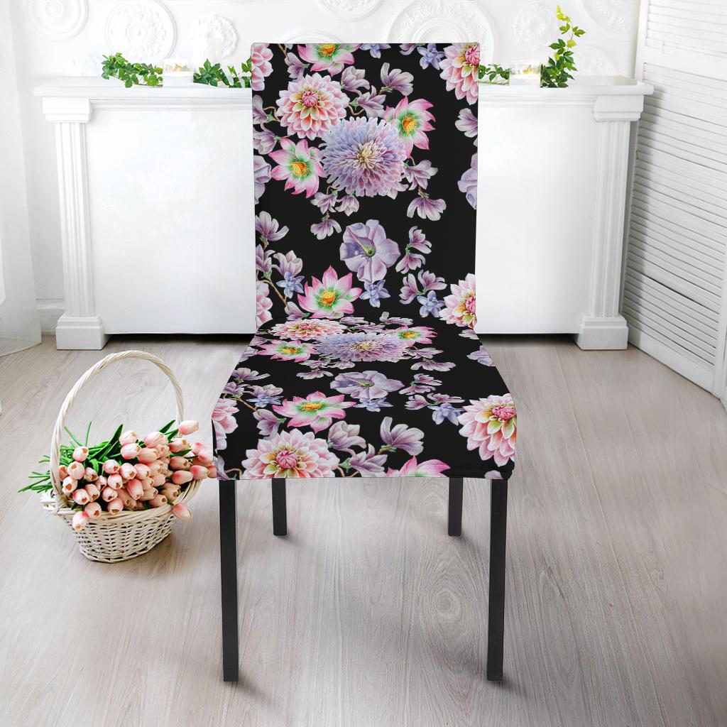 Dahlia Pattern Print Design DH012 Dining Chair Slipcover-JORJUNE.COM