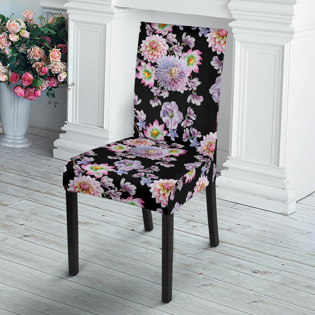 Dahlia Pattern Print Design DH012 Dining Chair Slipcover-JORJUNE.COM