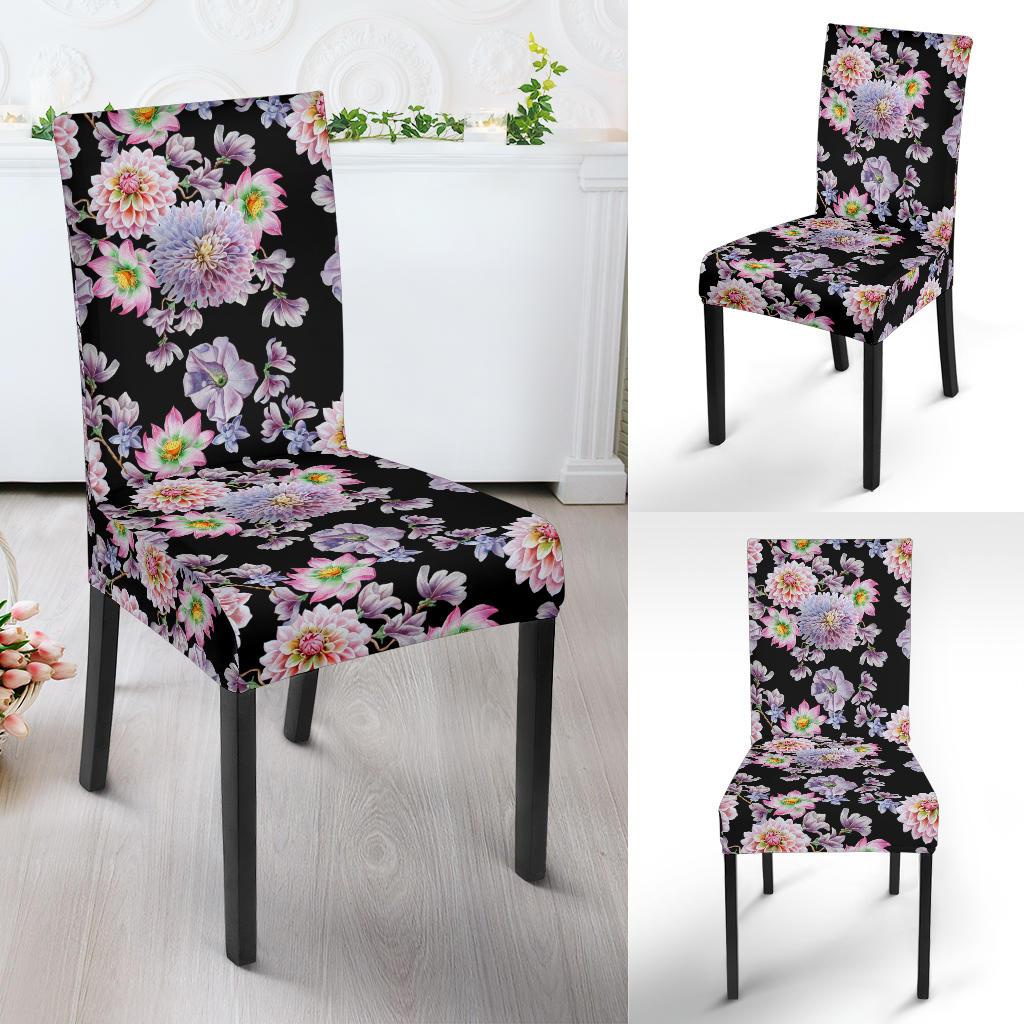Dahlia Pattern Print Design DH012 Dining Chair Slipcover-JORJUNE.COM