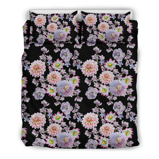 Dahlia Pattern Print Design DH012 Duvet Cover Bedding Set-JORJUNE.COM