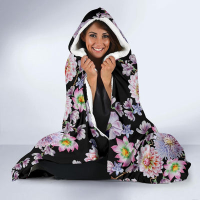 Dahlia Pattern Print Design DH012 Hooded Blanket-JORJUNE.COM