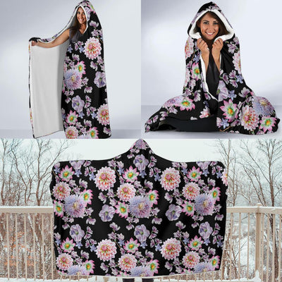 Dahlia Pattern Print Design DH012 Hooded Blanket-JORJUNE.COM