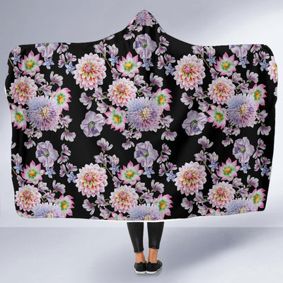 Dahlia Pattern Print Design DH012 Hooded Blanket-JORJUNE.COM