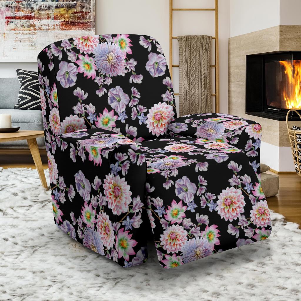 Dahlia Pattern Print Design DH012 Recliner Slipcover-JORJUNE.COM