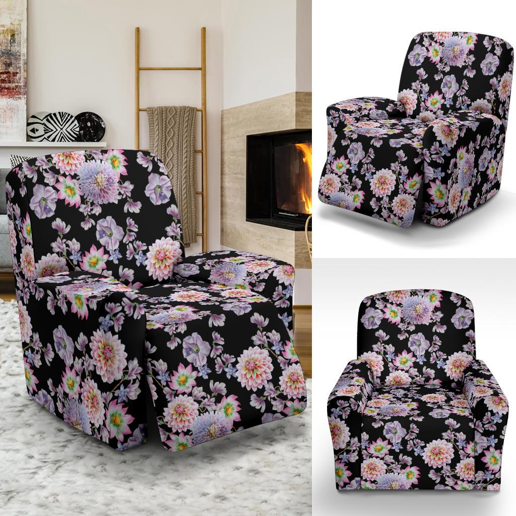 Dahlia Pattern Print Design DH012 Recliner Slipcover-JORJUNE.COM