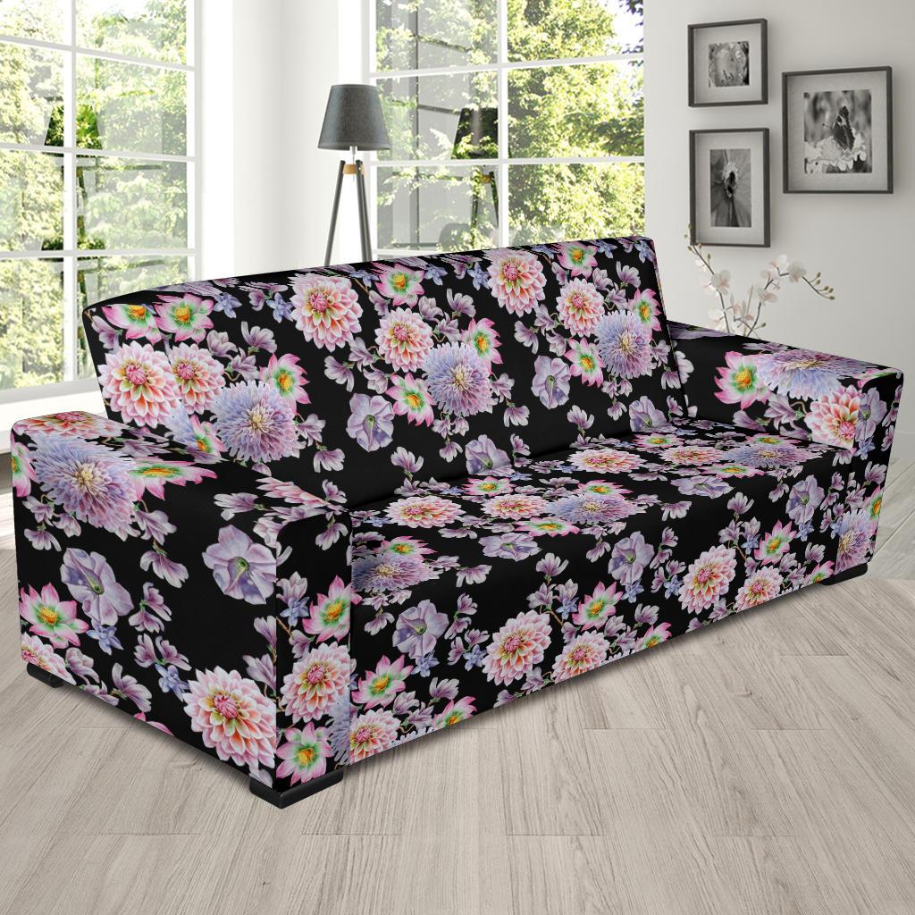 Dahlia Pattern Print Design DH012 Sofa Slipcover-JORJUNE.COM