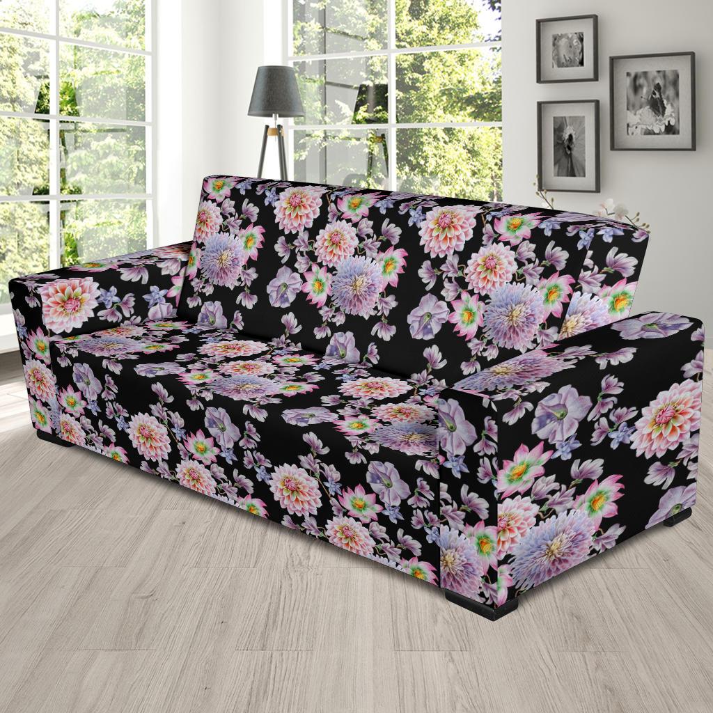 Dahlia Pattern Print Design DH012 Sofa Slipcover-JORJUNE.COM