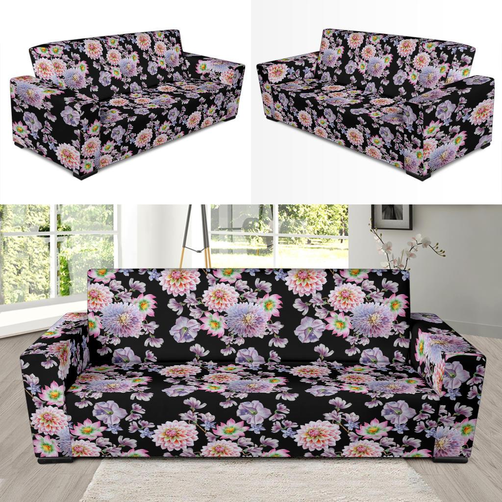 Dahlia Pattern Print Design DH012 Sofa Slipcover-JORJUNE.COM