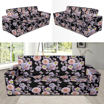 Dahlia Pattern Print Design DH012 Sofa Slipcover-JORJUNE.COM
