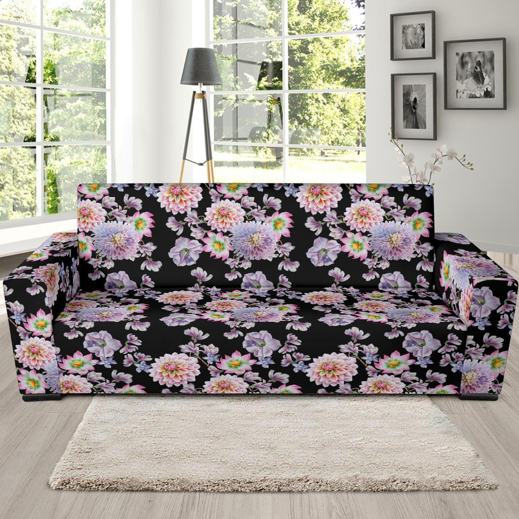 Dahlia Pattern Print Design DH012 Sofa Slipcover-JORJUNE.COM