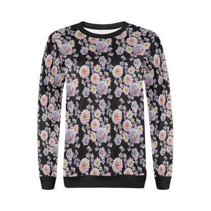 Dahlia Pattern Print Design DH012 Women Long Sleeve Sweatshirt-JorJune