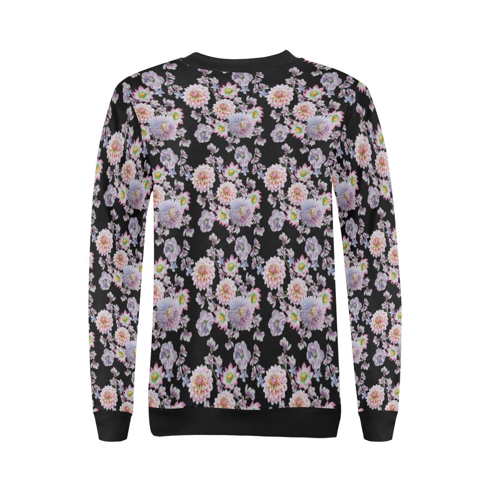 Dahlia Pattern Print Design DH012 Women Long Sleeve Sweatshirt-JorJune
