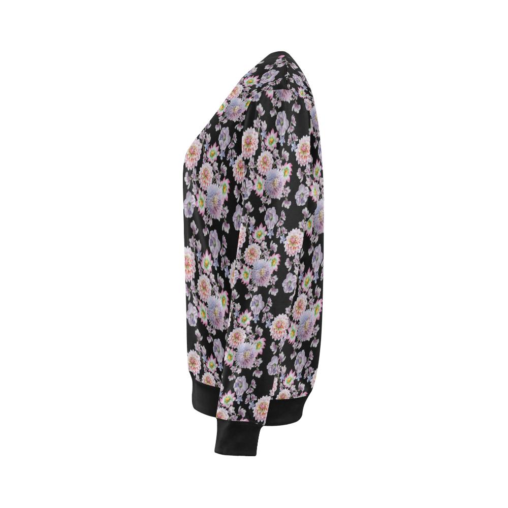 Dahlia Pattern Print Design DH012 Women Long Sleeve Sweatshirt-JorJune