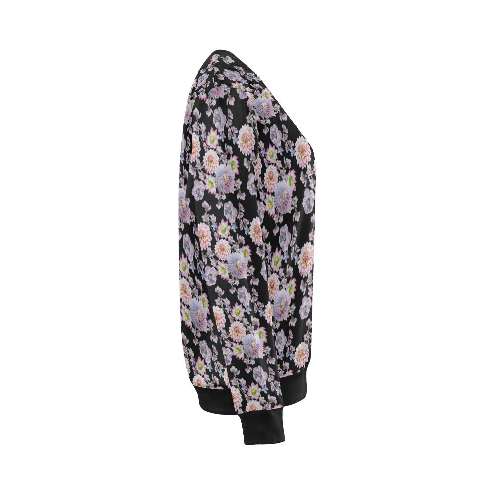 Dahlia Pattern Print Design DH012 Women Long Sleeve Sweatshirt-JorJune