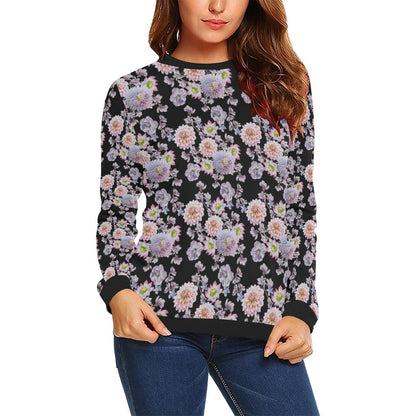 Dahlia Pattern Print Design DH012 Women Long Sleeve Sweatshirt-JorJune