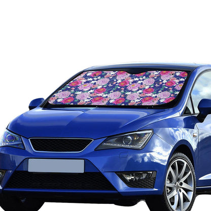 Dahlia Pattern Print Design DH013 Car Sun Shade-JorJune