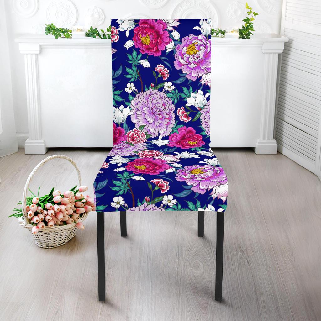 Dahlia Pattern Print Design DH013 Dining Chair Slipcover-JORJUNE.COM