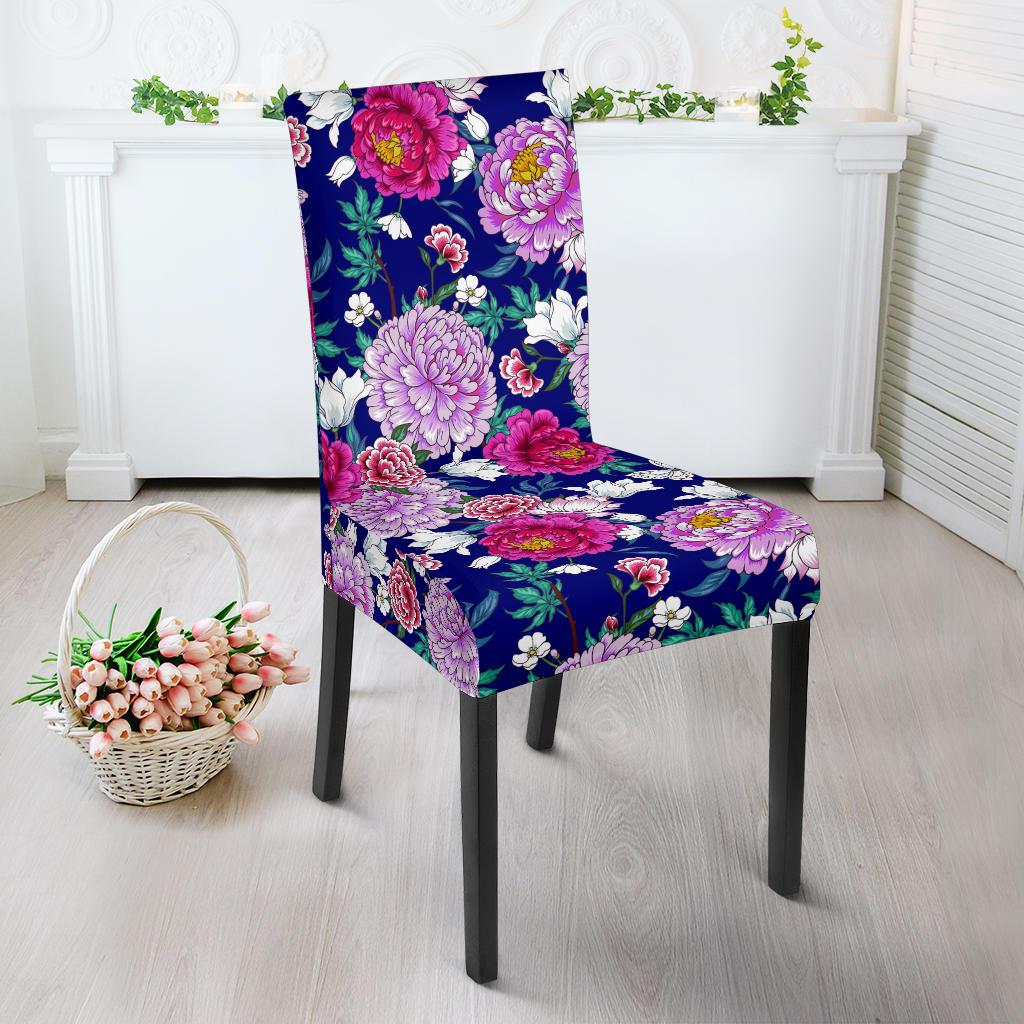 Dahlia Pattern Print Design DH013 Dining Chair Slipcover-JORJUNE.COM