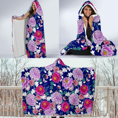 Dahlia Pattern Print Design DH013 Hooded Blanket-JORJUNE.COM