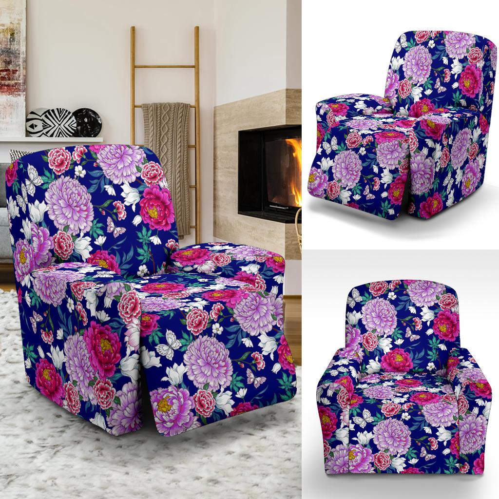 Dahlia Pattern Print Design DH013 Recliner Slipcover-JORJUNE.COM