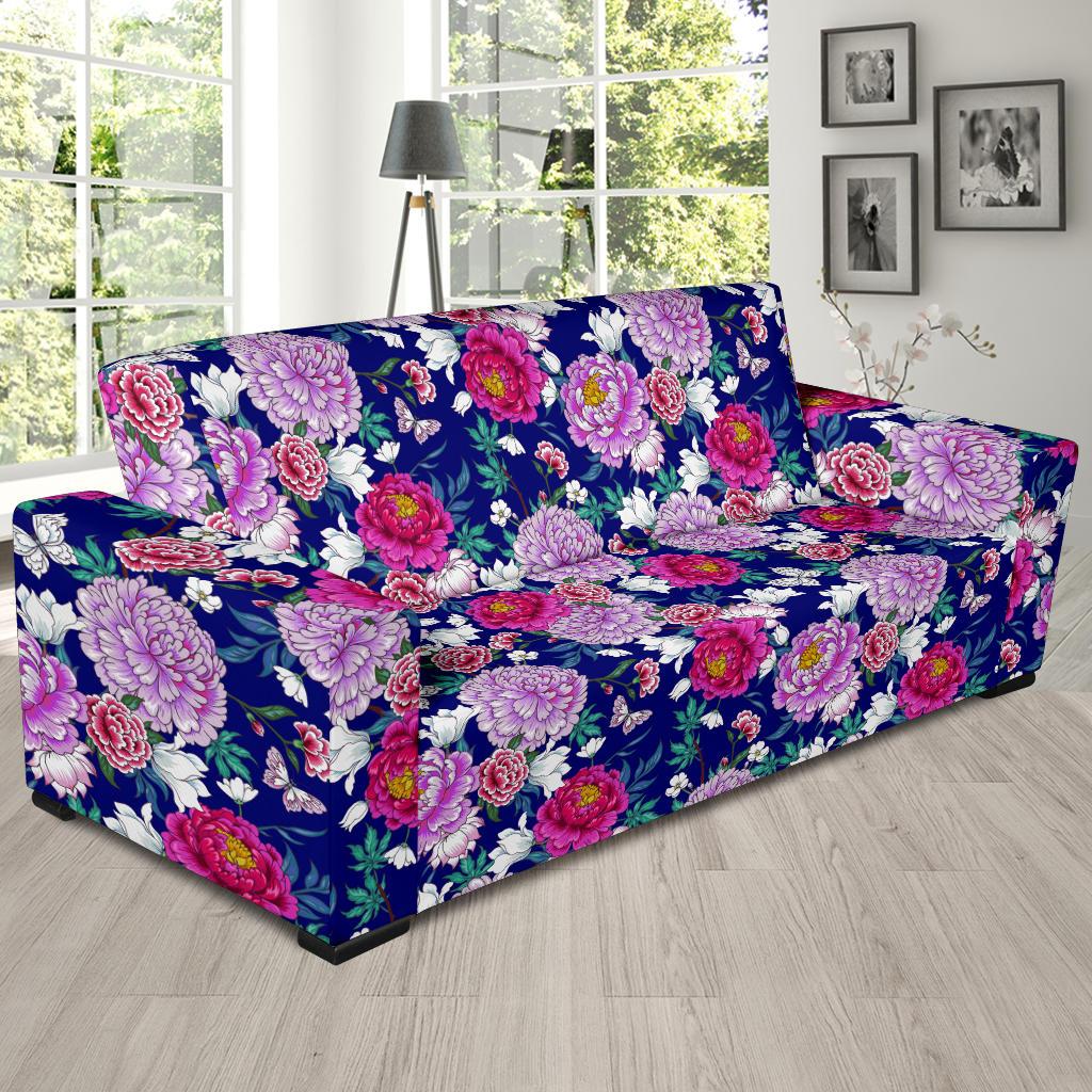 Dahlia Pattern Print Design DH013 Sofa Slipcover-JORJUNE.COM