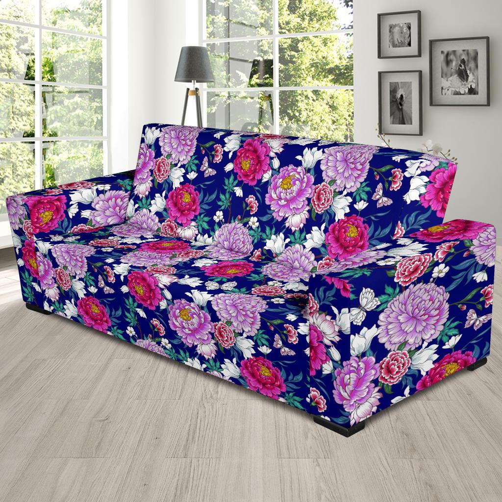 Dahlia Pattern Print Design DH013 Sofa Slipcover-JORJUNE.COM