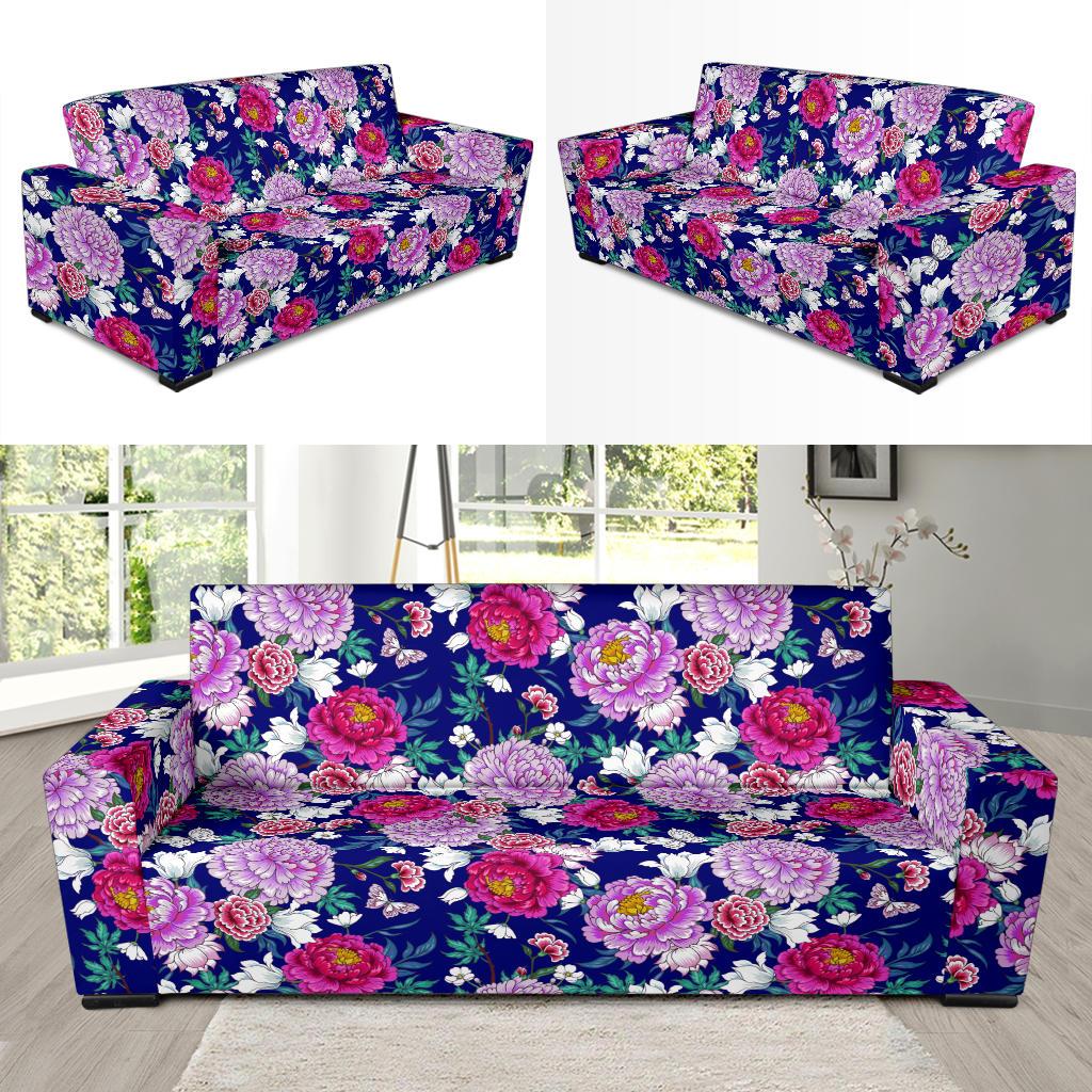 Dahlia Pattern Print Design DH013 Sofa Slipcover-JORJUNE.COM