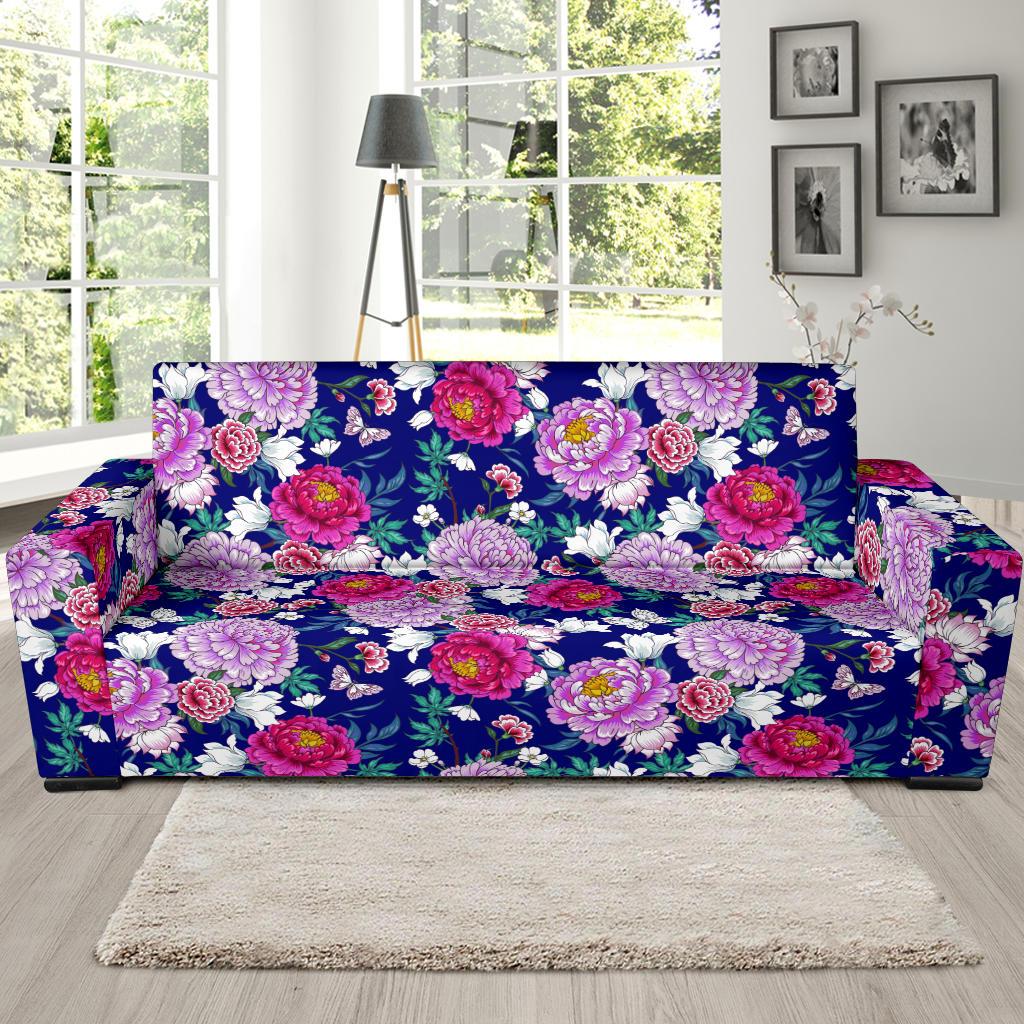 Dahlia Pattern Print Design DH013 Sofa Slipcover-JORJUNE.COM