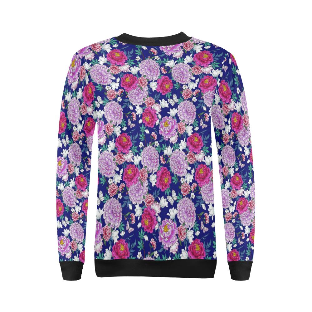 Dahlia Pattern Print Design DH013 Women Long Sleeve Sweatshirt-JorJune