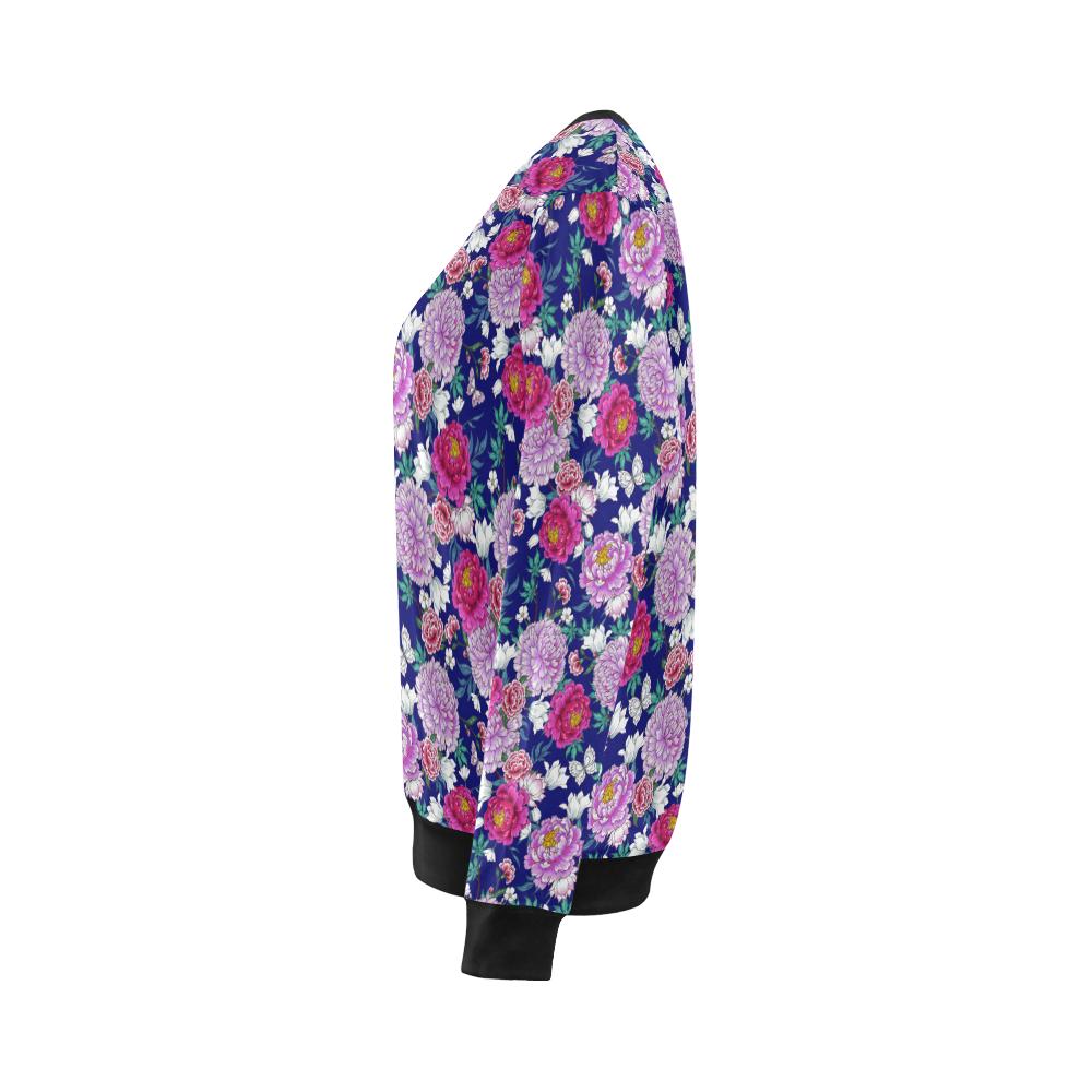 Dahlia Pattern Print Design DH013 Women Long Sleeve Sweatshirt-JorJune
