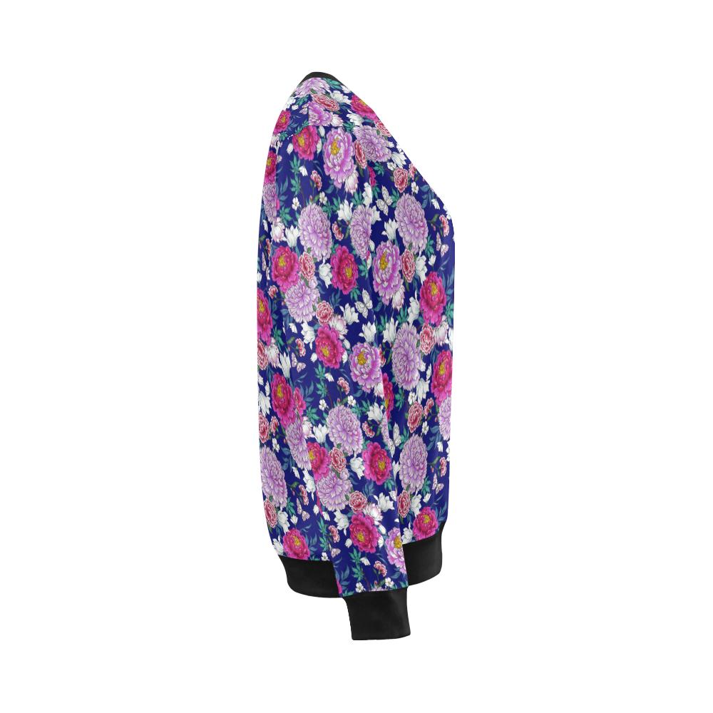Dahlia Pattern Print Design DH013 Women Long Sleeve Sweatshirt-JorJune