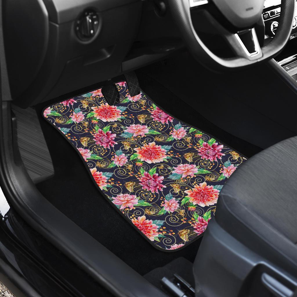 Dahlia Pattern Print Design DH02 Car Floor Mats-JorJune