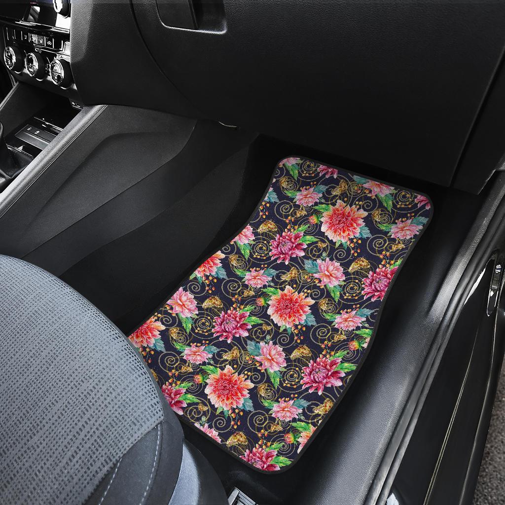 Dahlia Pattern Print Design DH02 Car Floor Mats-JorJune