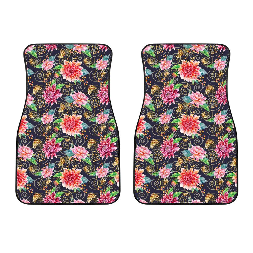 Dahlia Pattern Print Design DH02 Car Floor Mats-JorJune