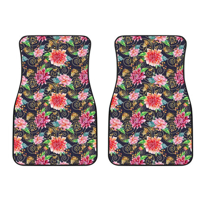 Dahlia Pattern Print Design DH02 Car Floor Mats-JorJune