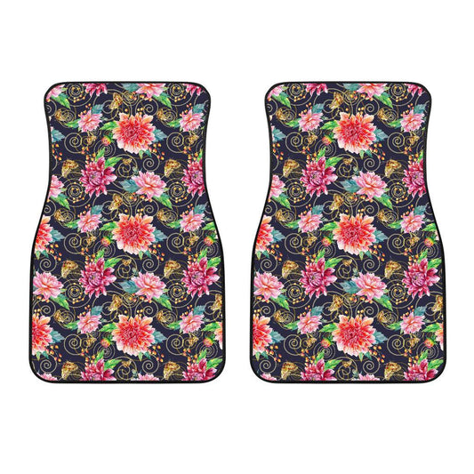 Dahlia Pattern Print Design DH02 Car Floor Mats-JorJune