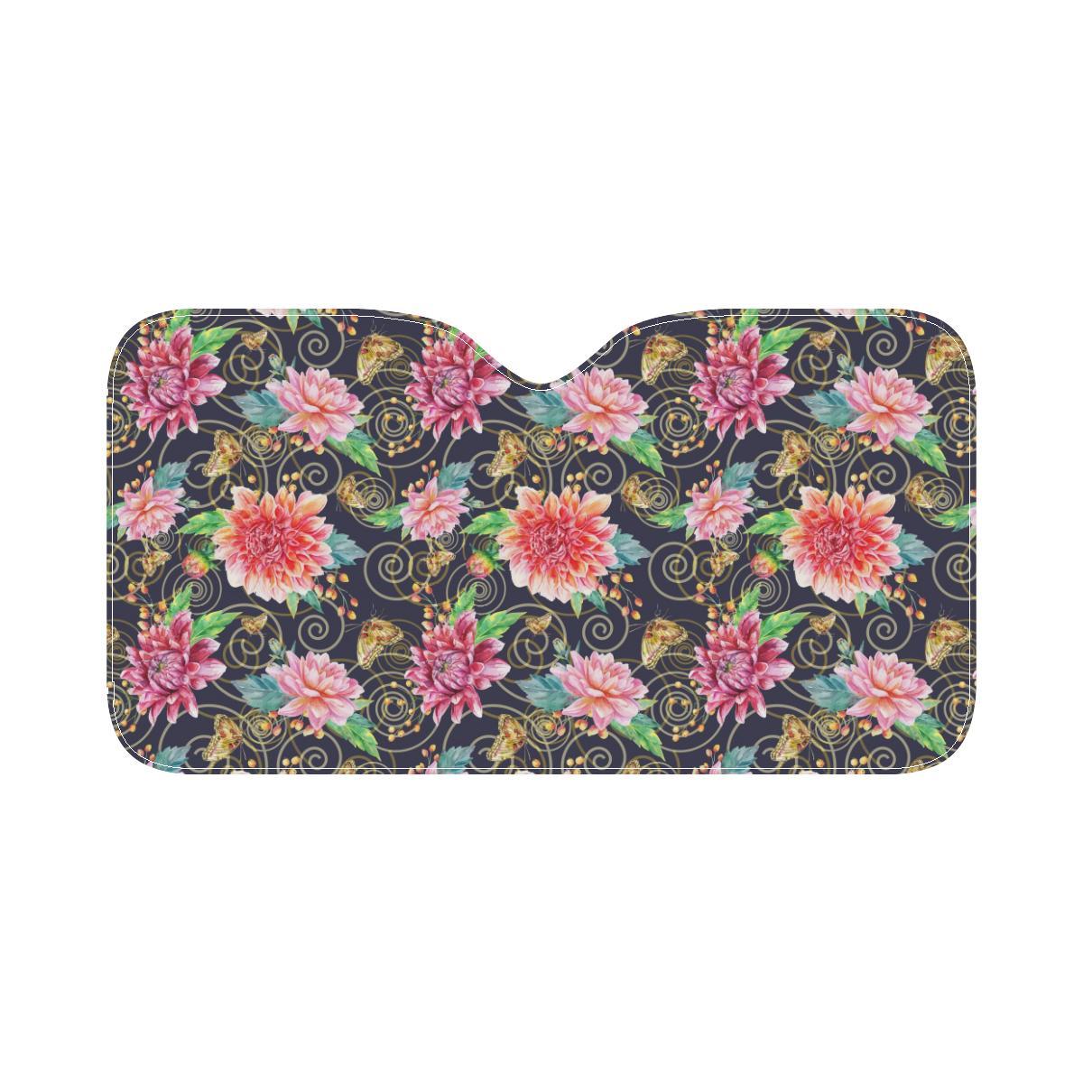 Dahlia Pattern Print Design DH02 Car Sun Shade-JorJune