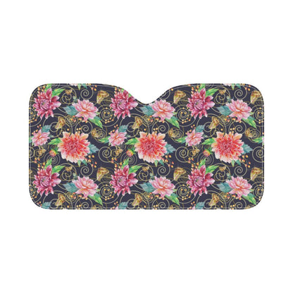 Dahlia Pattern Print Design DH02 Car Sun Shade-JorJune