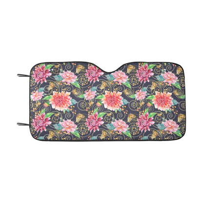 Dahlia Pattern Print Design DH02 Car Sun Shade-JorJune