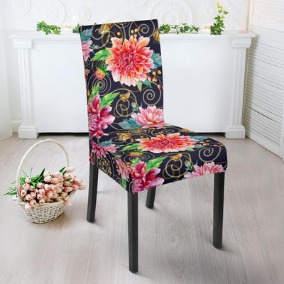Dahlia Pattern Print Design DH02 Dining Chair Slipcover-JORJUNE.COM