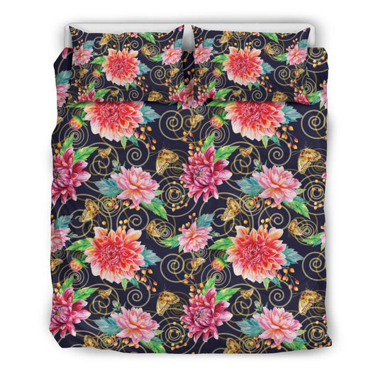 Dahlia Pattern Print Design DH02 Duvet Cover Bedding Set-JORJUNE.COM