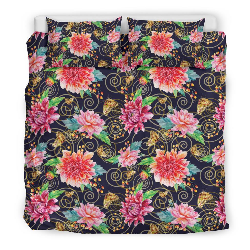Dahlia Pattern Print Design DH02 Duvet Cover Bedding Set-JORJUNE.COM