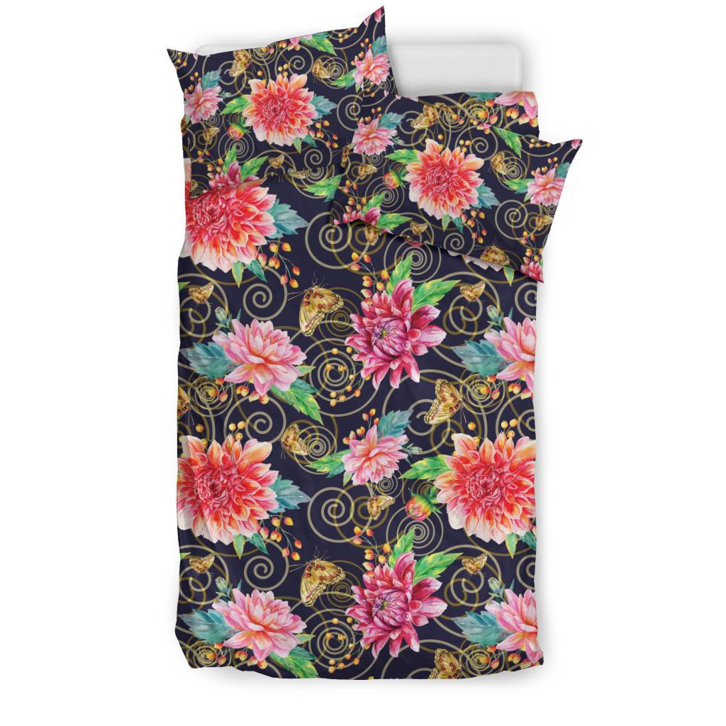 Dahlia Pattern Print Design DH02 Duvet Cover Bedding Set-JORJUNE.COM