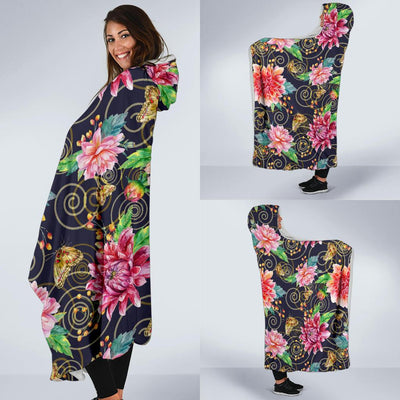 Dahlia Pattern Print Design DH02 Hooded Blanket-JORJUNE.COM