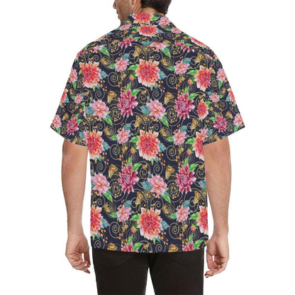 Dahlia Pattern Print Design DH02 Men Hawaiian Shirt-JorJune